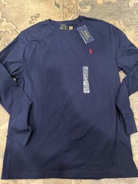 Polo Ralph Lauren Navy Blue Boys Crewneck Long Sleeve Tee XL NWT